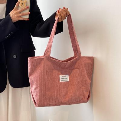 Sac à bandoulière grande capacité pour femme 2024, nouveau sac à main en velours rayé, tendance, frais et simple, sac fourre-tout pour étudiant