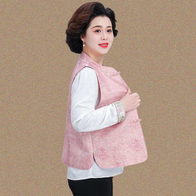 

2026 Chinese Style Spring Vest for Women: Middle-Aged & Elderly Wear, Versatile for Spring/Autumn 3XL (Recommended for 70-77.5 kg)