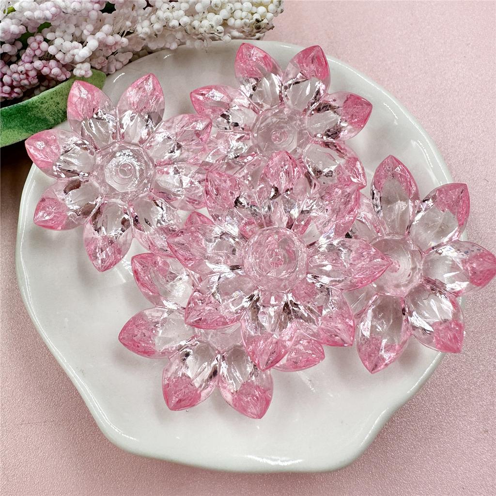 Acrylic Crystal Lotus Flower DIY Jewelry Accessories Transparent Loose Beads Beaded Materials 31mm Jewelry For Bracelet Earring Making 5pcs
