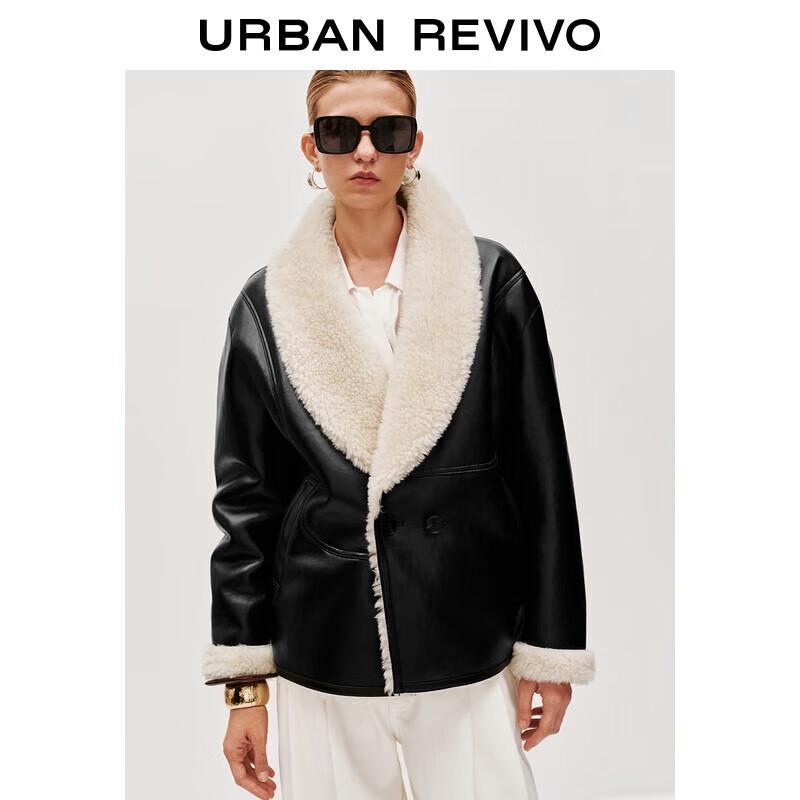 

Женское пальто UR 2025 Осень Ретро с плюшевым лацканом S