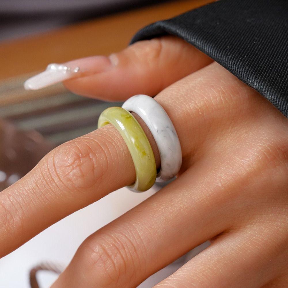 Jewelry Accessories Candy Color Finger Buckle Dopamine Geometric Forefinger Ring Gift