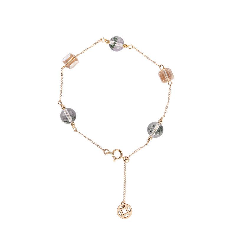

Natural Austrian Crystal Bracelet Women S 14K Gold Non-Fading Green Ghost Bracelet Jewelry
