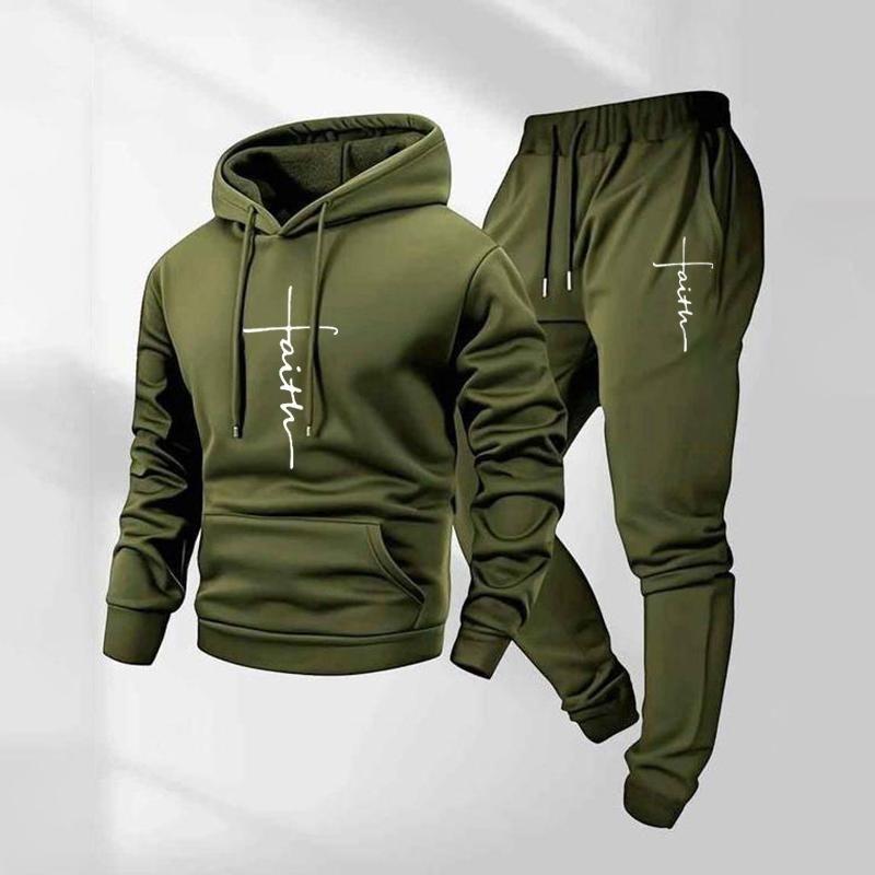 New sweater set hooded European and American fashion casual jacket men's trend sports sweater sweatpants set