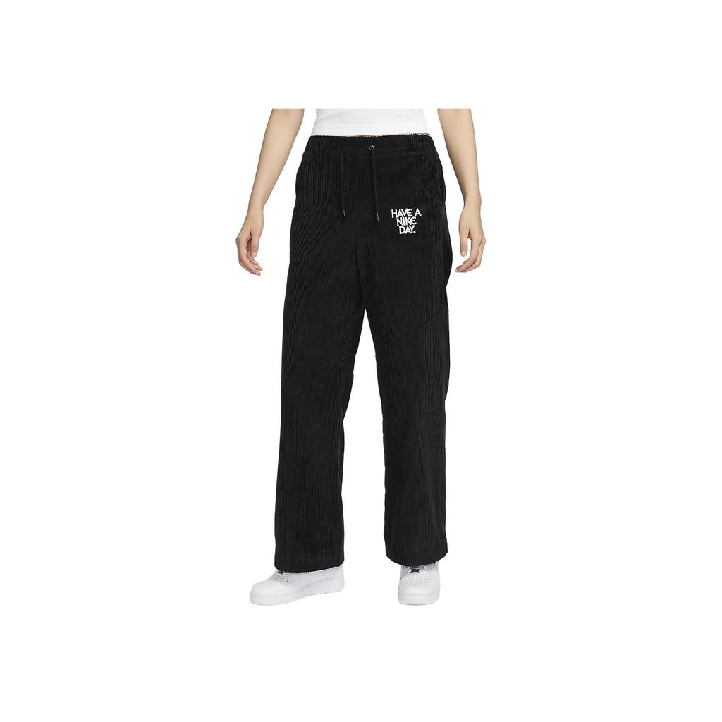 Nike Pantaloni Casual Larghi a Gamba Dritta da Donna Fondi Neri HF0356-010