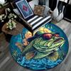Bass Fish Round Area Rug,Carpet Rug for Living Room Bedroom Sofa Playroom Decor,Non-slip Floor Mat