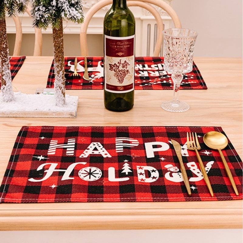 Custom Logo Pattern Holiday Placemats - Christmas, Halloween, Thanksgiving Linen Table Mats