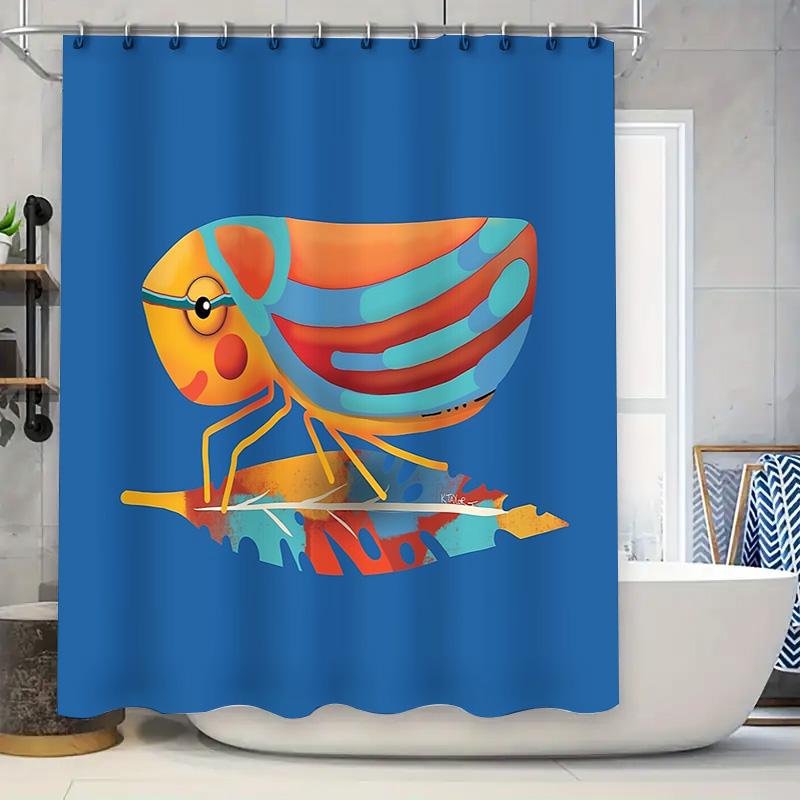 

Colorful Insect Shower Curtain Modern Abstract Nature Decor Bathroom Fabric Waterproof Home Decor 90x180cm