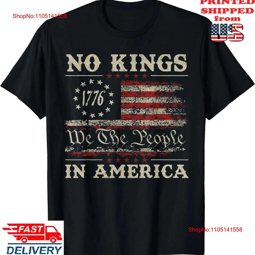 Retro June 14th No Kings In America 1776 Usa Flag T Shirt Vintage Soft Stretched Streetwear Designer Clothes Graphic