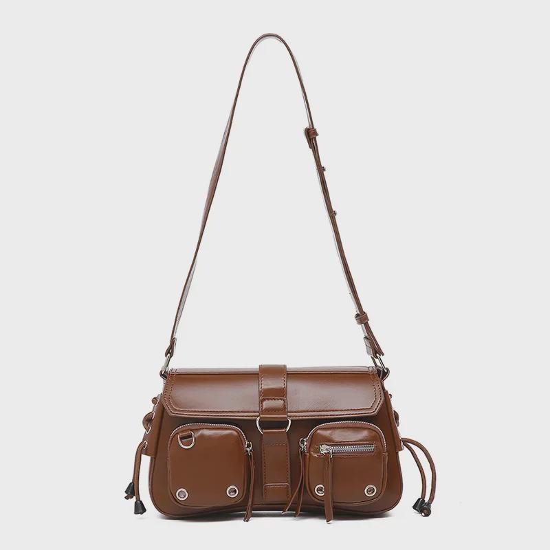 Textured Trendy Hot Girl 2024 Baguette Shoulder & Messenger Motorcycle Bag