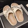 Women Solid Color Slippers Chain Platform Sandals  New Summer Ladies Flats Casual Home Slides Women Modern Slippers Shoes