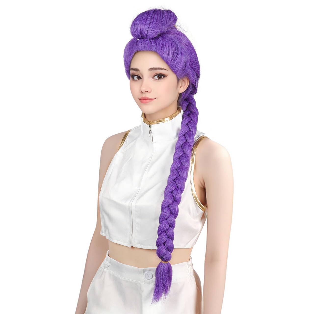 Perruque Longue Tresse Violette Perruque Violette pour Femmes avec Tresses Queue de Cheval à Clip Cheveux Synthétiques Cosplay Anime Accessoire Déguisement Halloween Adulte vert