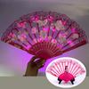 LED Luminous Foldable Fan Glow Dancing Hand Fan La Folding Plastic Fan for women girl Party elegant Decoration Supplies