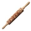 35*5cm Christmas Embossing Rolling Pin Baking Cookies Biscuit Fondant Cake Dough Engraved Wooden Roller Reindeer Elk Snowflake