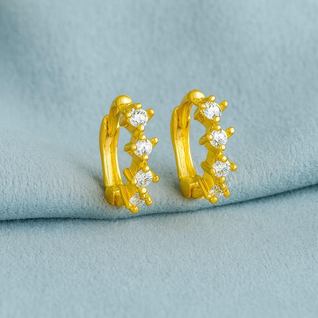 Mini Hoop Earrings - 925 Sterling Silver Yellow Plated