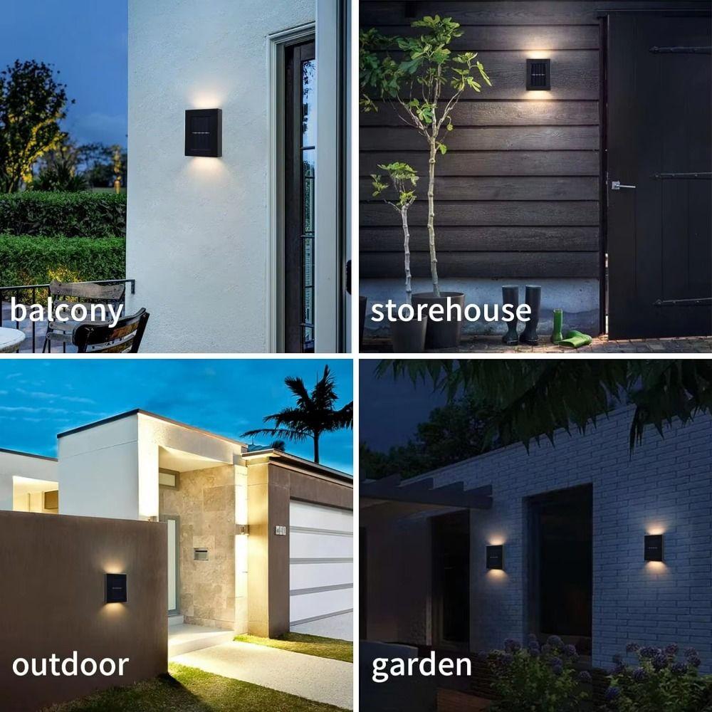 2Pcs Solar Powered Solar Wall Light Waterproof Solar Garden Light LED Solar Light  Home Balcony