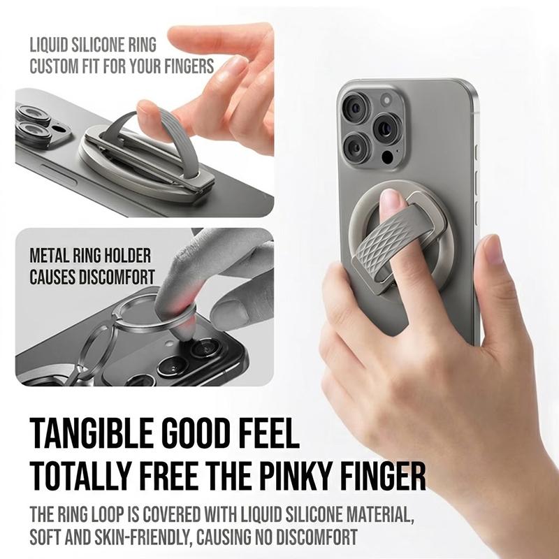 Magnetic Phone Ring Holder Anti Fall Adjustable Kickstand Smooth Skin Touch Universal for Office Hands Free Use