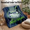Seattle Seahawks Custom Flannel Throw Blanket Print Your Name Text Soft Warm Blanket Holiday Present
