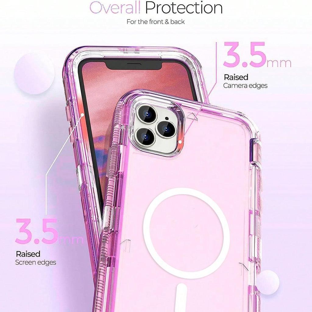Transparent Shockproof Case For iPhone 17/16/ 15/ 14/ 13 Series Cover Compatible With MagSafe, Triple Layer Magnetic Charging, Drop-Proof Phone Case