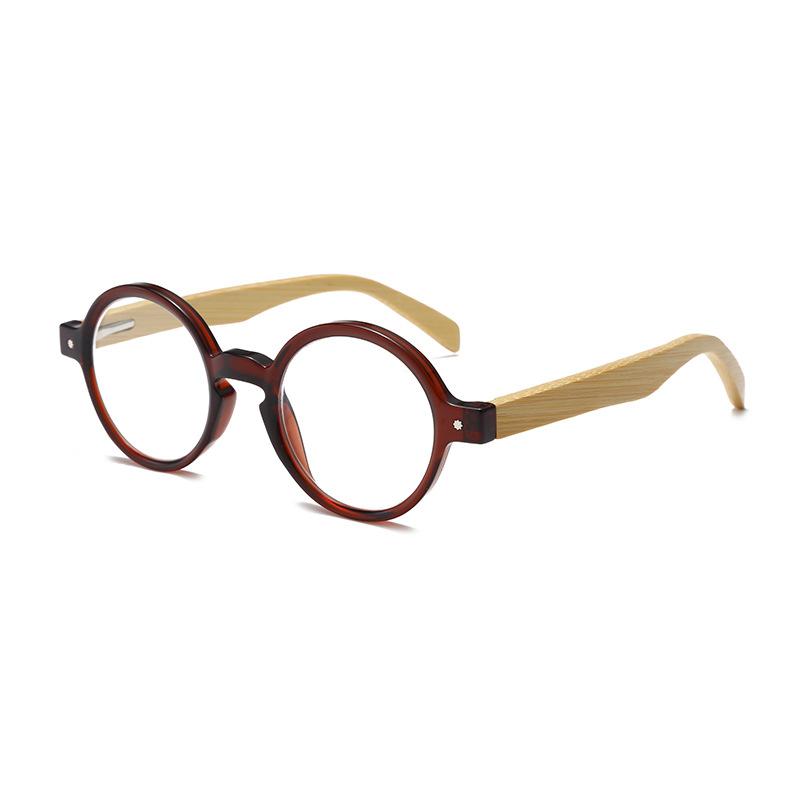 Retro-Lesebrille Smart Zoom Hong Kong Style Brille Runde Lesebrille Handwerkskunst Bambus-Lesebrille Federscharniere