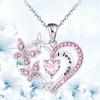 1PC Fashion Love Butterfly Micro-set Rhinestone L Love You Simple Necklace Alloy Electroplating Pendant