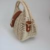 Single-shoulder Bag Fashionable Frame Knitted Hand Paper Rope Simple Curved Leather Buckle Handle Small Round Female