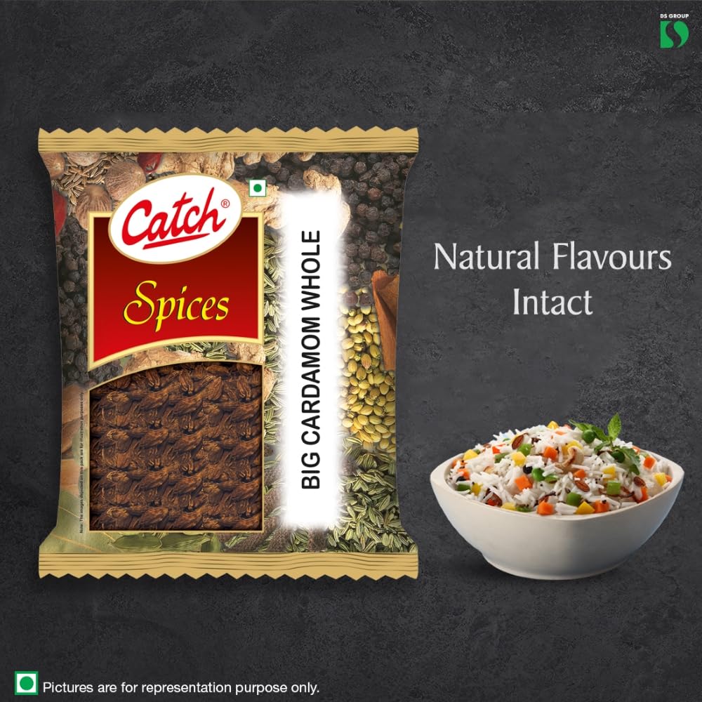 Catch Big Cardamom Whole 50 g Premium Badi Elaichi Spice for Cooking Aromatic Dishes and Flavorful Cuisine