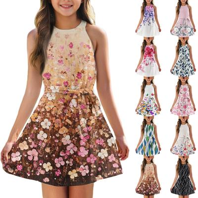 Girl Summer Dress Sleeveless Strappy Dress Solid Color & Print Sleeveless Dress Casual Dress