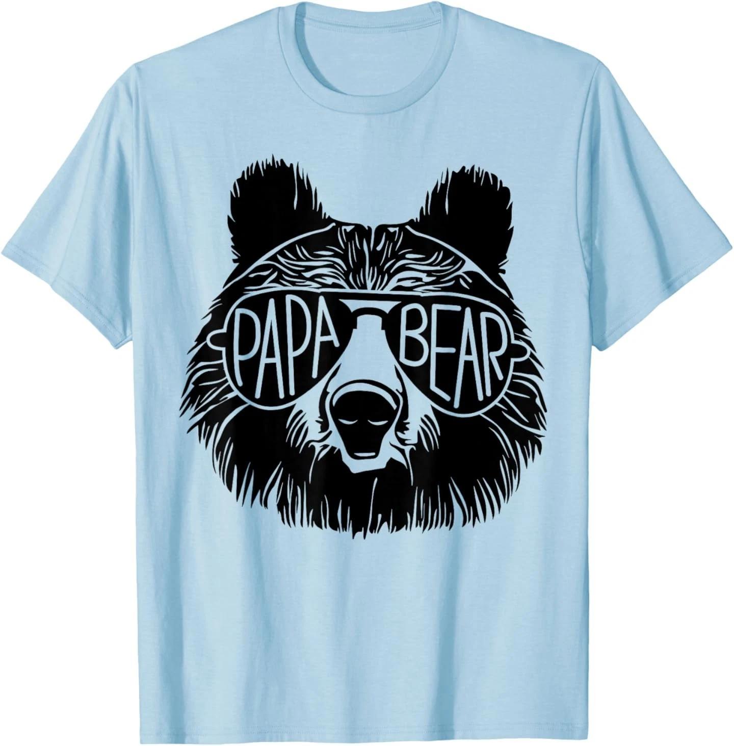 Men Papa Bear Face Sunglasses Dad Grandpa Funny Father’s Day T-Shirt XL