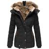 Winter Warm Fur Collar Cotton Jacket Women's Zipper Long Sleeve Slim Cotton Coat Hooded Coat