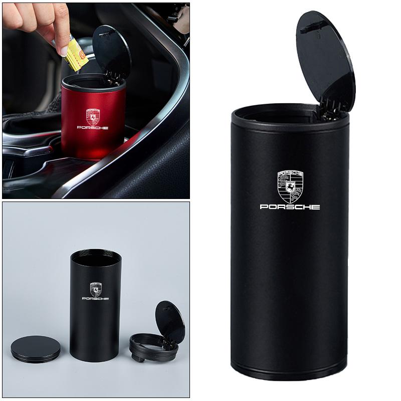 Car Trash Can Organizer Storage Bag Garbage Bin Ashtray for Porsche Panamera Cayenne Taycan 911 718 Macan Carrera-GT Accessories
