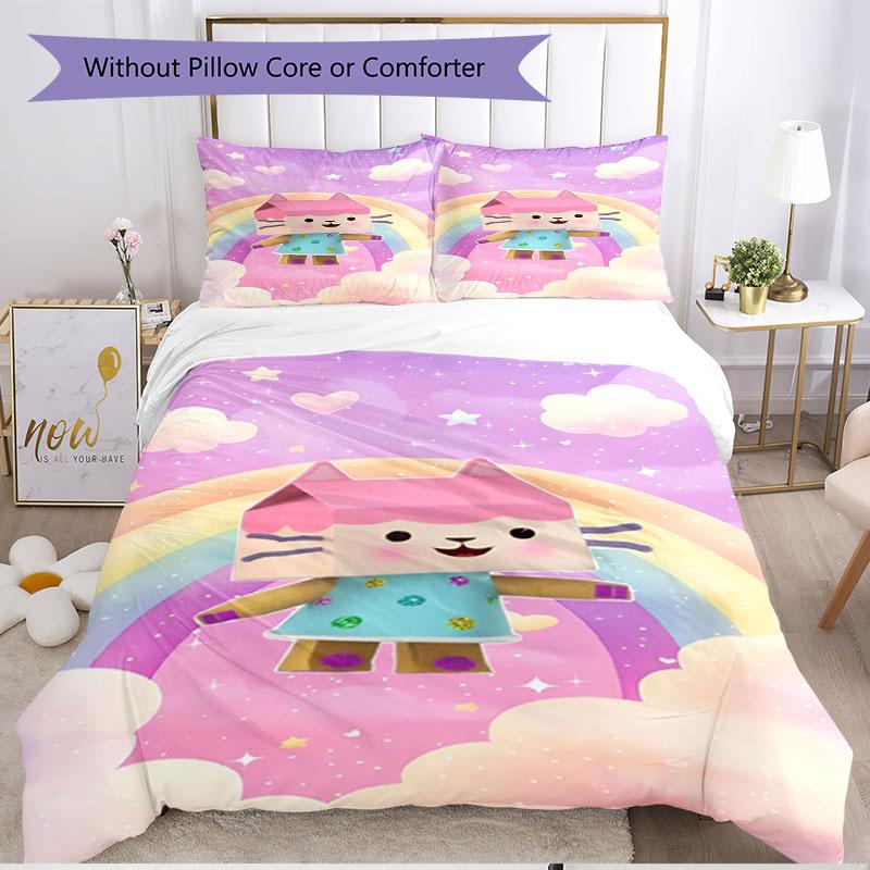 3pcs Duvet Cover Set (1*Duvet Cover + 2*Pillowcase, Without Core), Gabby's Dollhouse Print Soft All‑Season Bedding Set, Home Bedroom Decor Gift