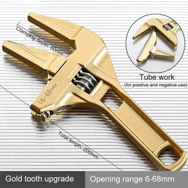 

Multi-Function Adjustable Wrench, Aluminum Alloy Universal Spanner, Large Open Repair Tool for Water Pipe & Bathroom