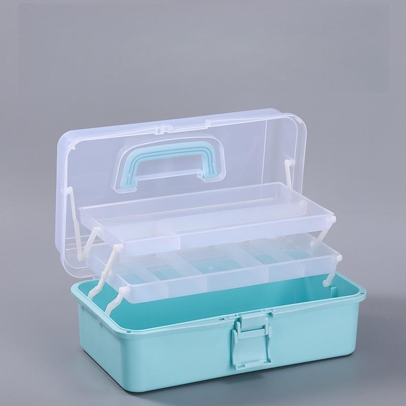 Scatola portaoggetti divisoria in plastica a 3 strati, Organizer e contenitore per hobby con divisori regolabili, Portatile con manico, Organizer per materiali artistici