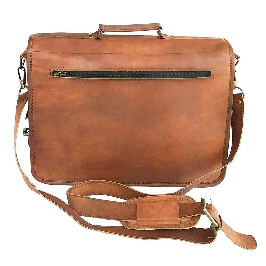 Neue Herren Echtes Ziegenleder Vintage Braun Messenger Schulter Laptoptasche Aktentasche