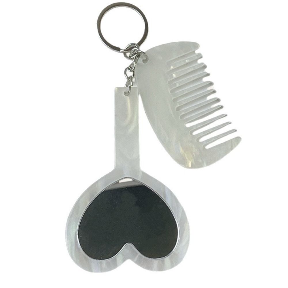 Heart Shaped Mirror Compact Grooming Set Mini Fine Tooth Comb Bag Hanging Charm  Casual Occasions