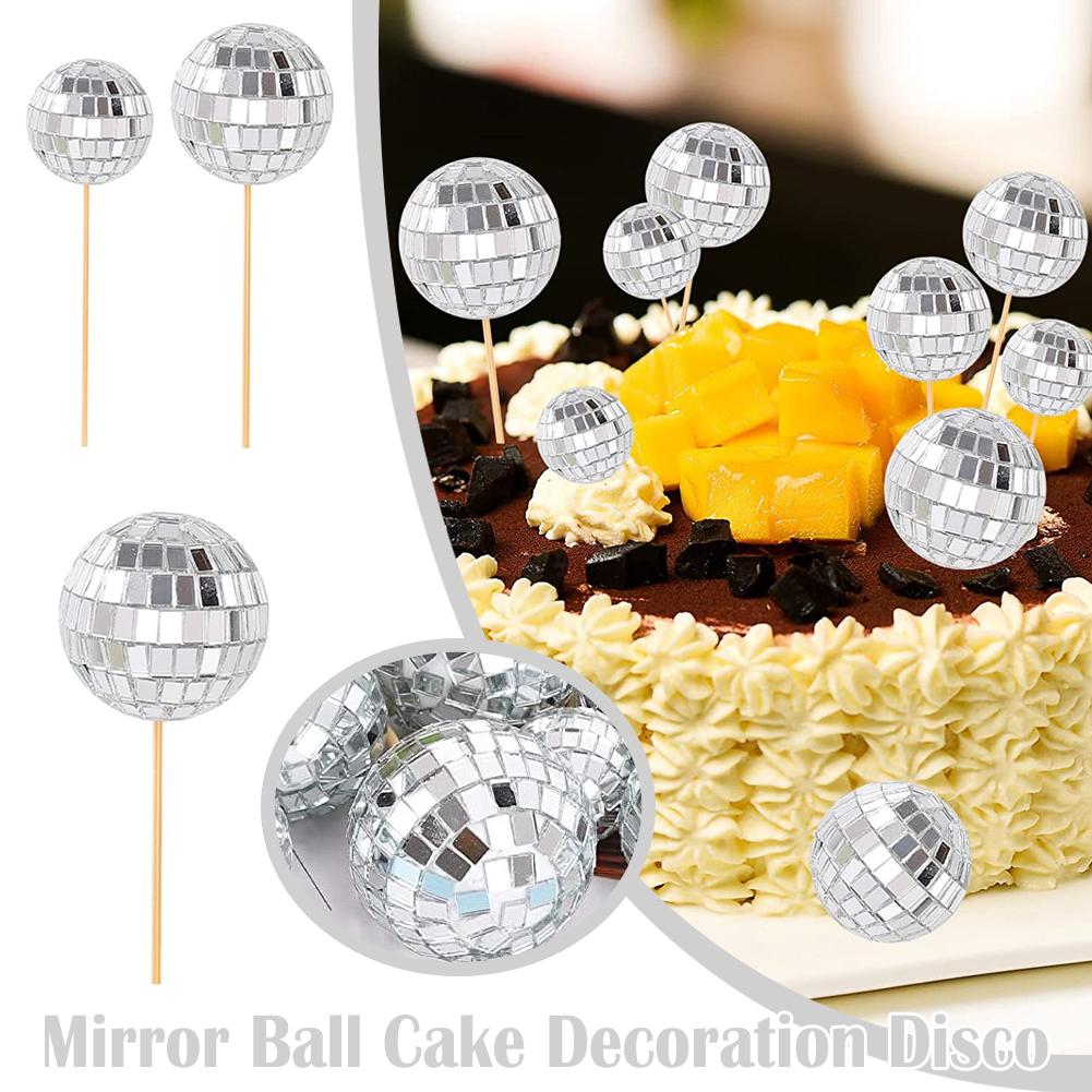 Cake Decoration Ball  Cupcake Toppers Cake Decoration Mini Mirror Disco Ball Light Reflective Glass Ball Wedding Birthday Party