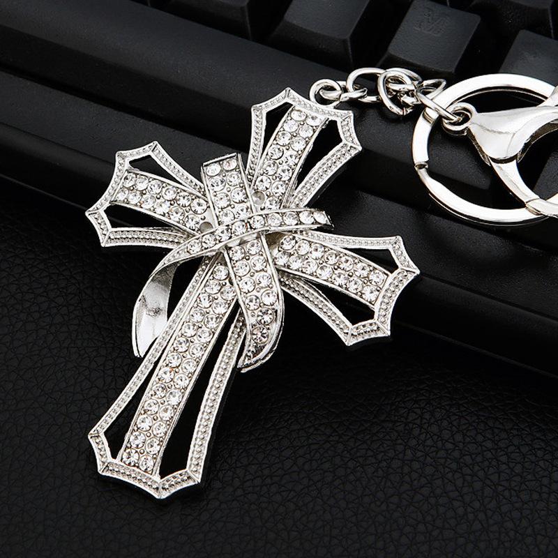Catholic Cross for Women/Men Rhinestone Alloy Gold/Silver Religious Christ Bag Charm Jewelry Bag Charm