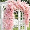 New 2Pcs Wedding Party Backdrop DIY Home Garden Decor 180cm Artificial Cherry Blossom Garland Fake Flower Vine Wall Decoration