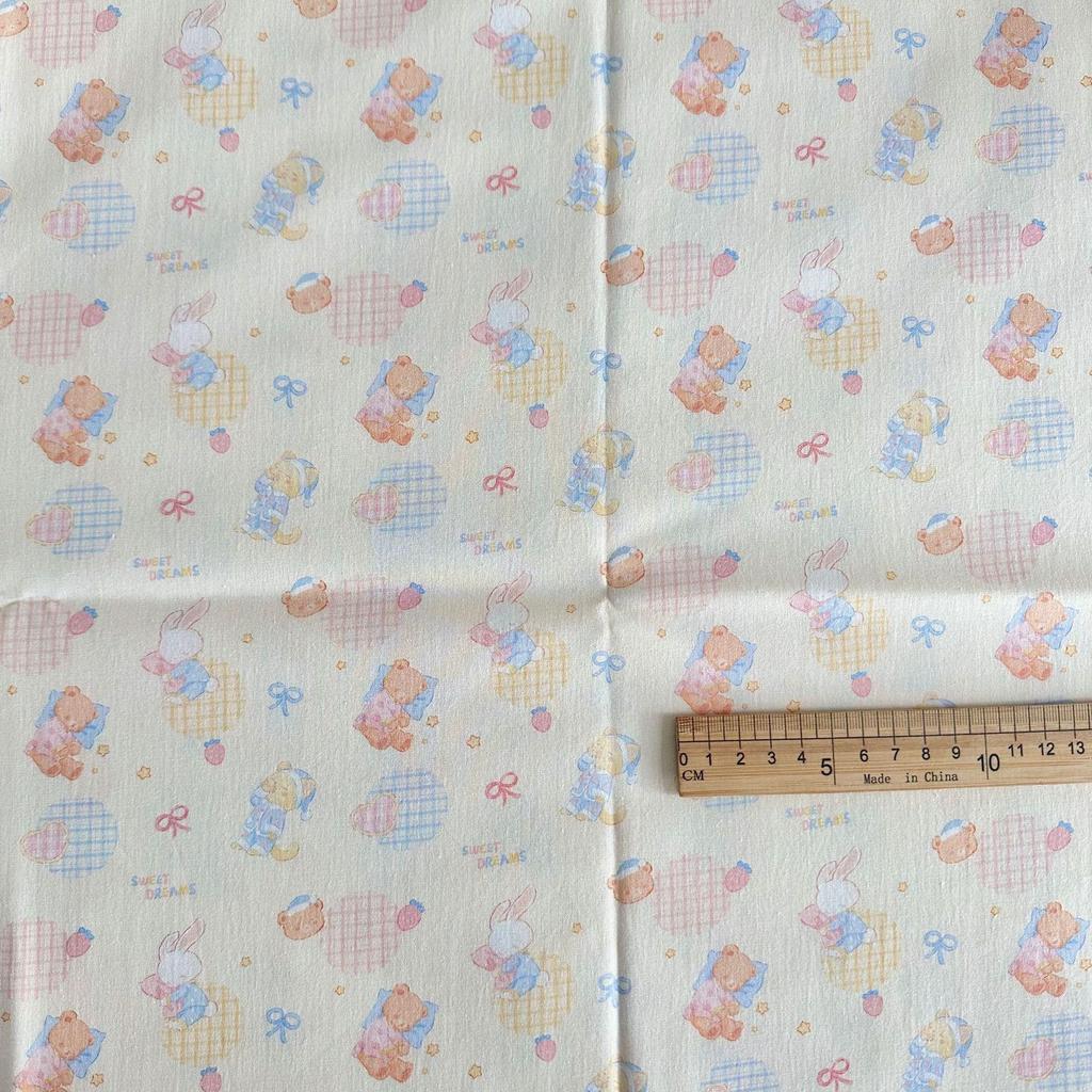 Korean Style 100% Cotton Digital Print Cartoon Fabric for Children's, Family, and Homewear DIY