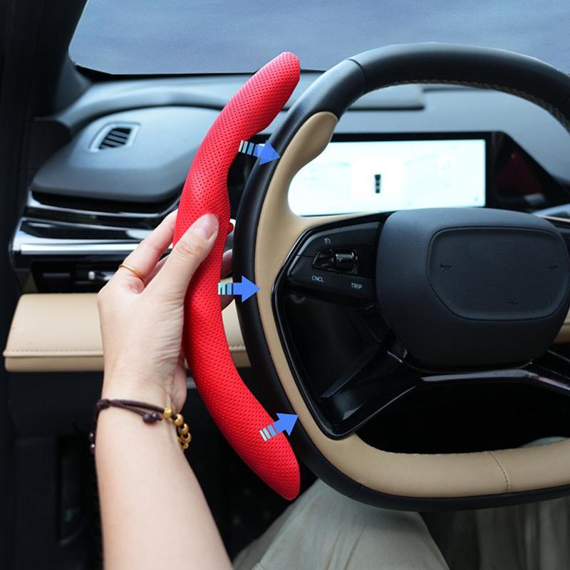 2PCS Carbon Fiber Silicone Car Steering Wheel Cover Anti-skid Booster Cover Accessories 38cm Auto Deco Body Kit Durable