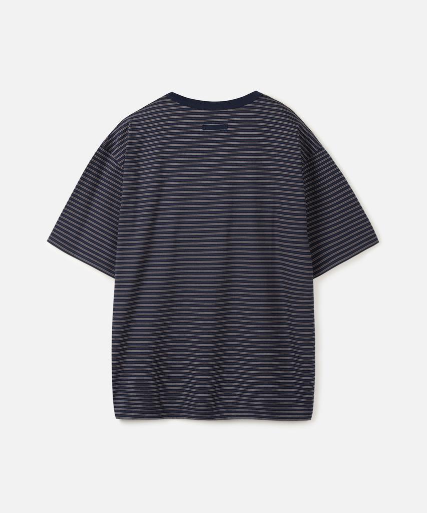 247Silijeu Usa Cotton 32S/2 Multi-Stripe T-Shirt Navy