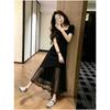 Summer New Korean Version Temperament Square Collar Thin Mesh Splicing Dress for Women, Especially Beautiful Waist Pinching Small Skirt for Women