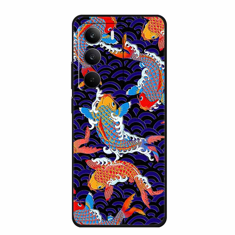 3D Emboss Case For Realme C75 4G 5G C75x V70 V70s 14x Realme C71 4G Case C 75 71 Coque Flower Black Silicone Soft Back Cover Bag