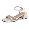 Rock Sugar Fairy~ CM French Rhinestone with open-toed thick high-heeled sandals women's wedding shoes ol