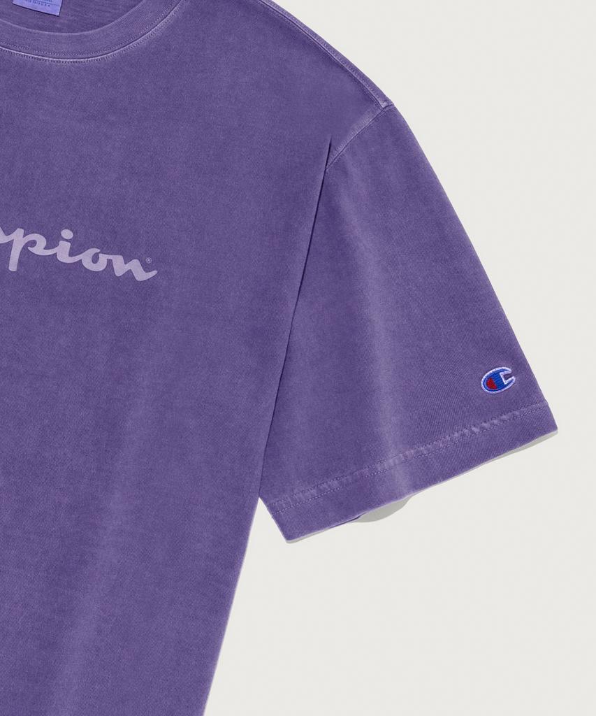 CHAMPION Big Logo Pigment Short Sleeve T-Shirt Purple