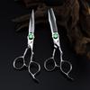 6.0-Inch Serrated Green Gem Hairdressing Scissors - Straight Shears with Antler Fishbone Design