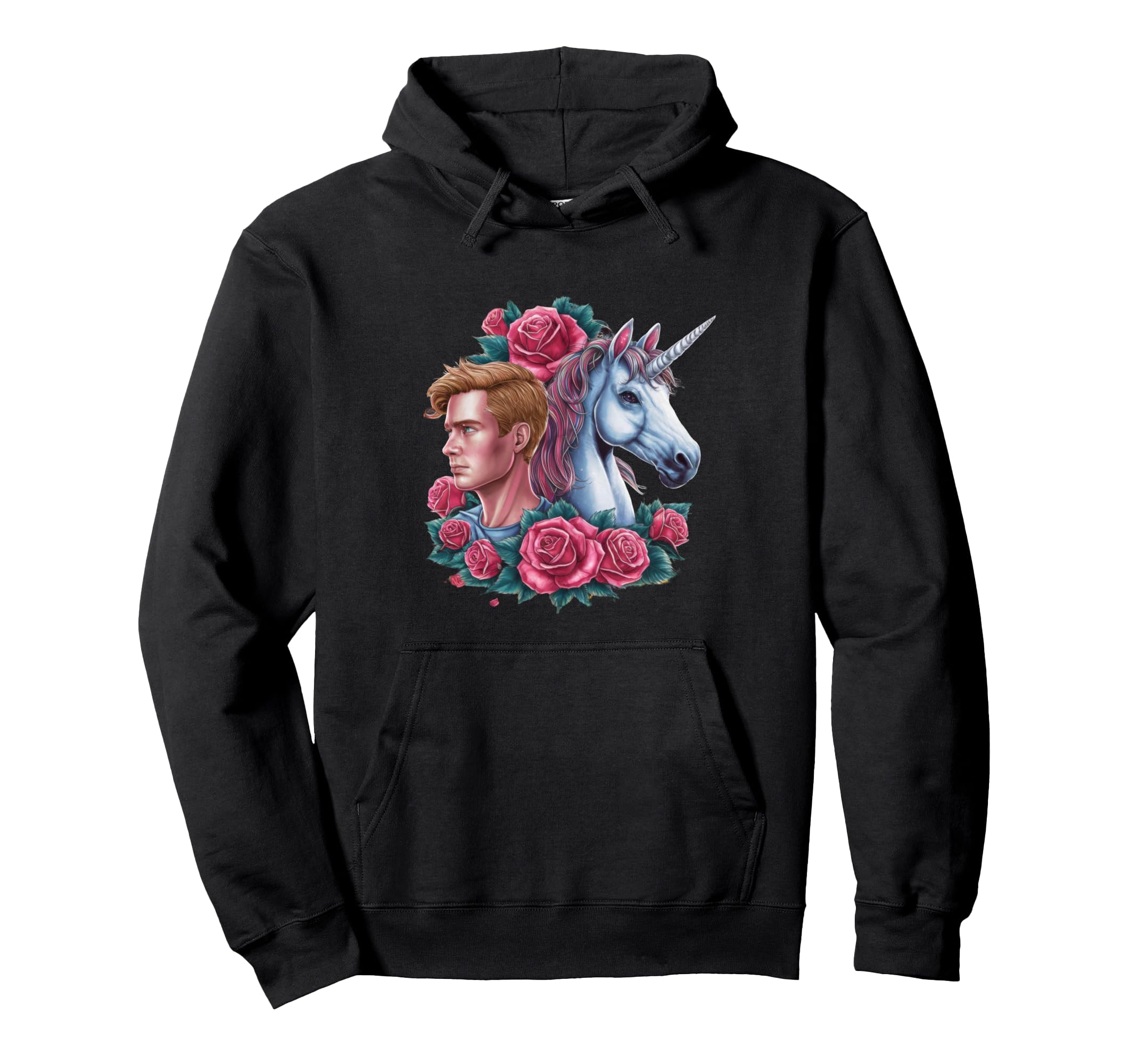 Unicorn with person and wonderful roses hoodie