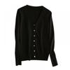 Women's Solid Color Cardigan Jacket Short Thin Sweater Top Knitwear