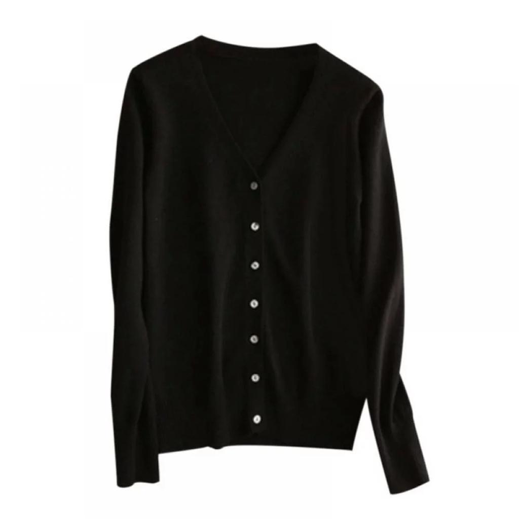 Women's Solid Color Cardigan Jacket Short Thin Sweater Top Knitwear