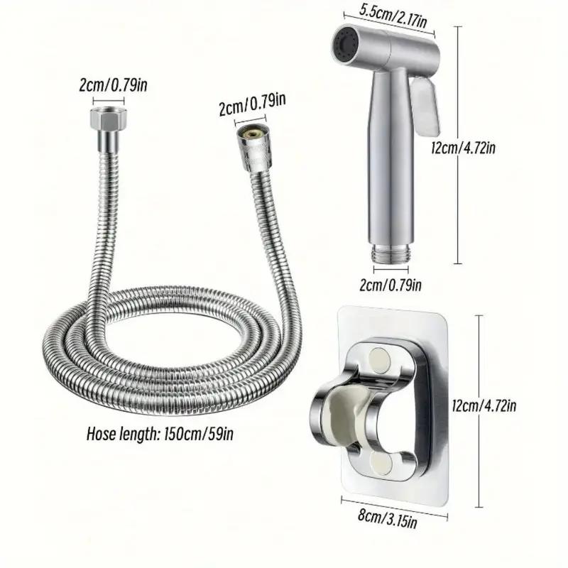 

3pcs Stainless Steel Bidet Sprayer Set - High Pressure Handheld Adjustable for Personal Hygiene, Pet Bathroom Shower